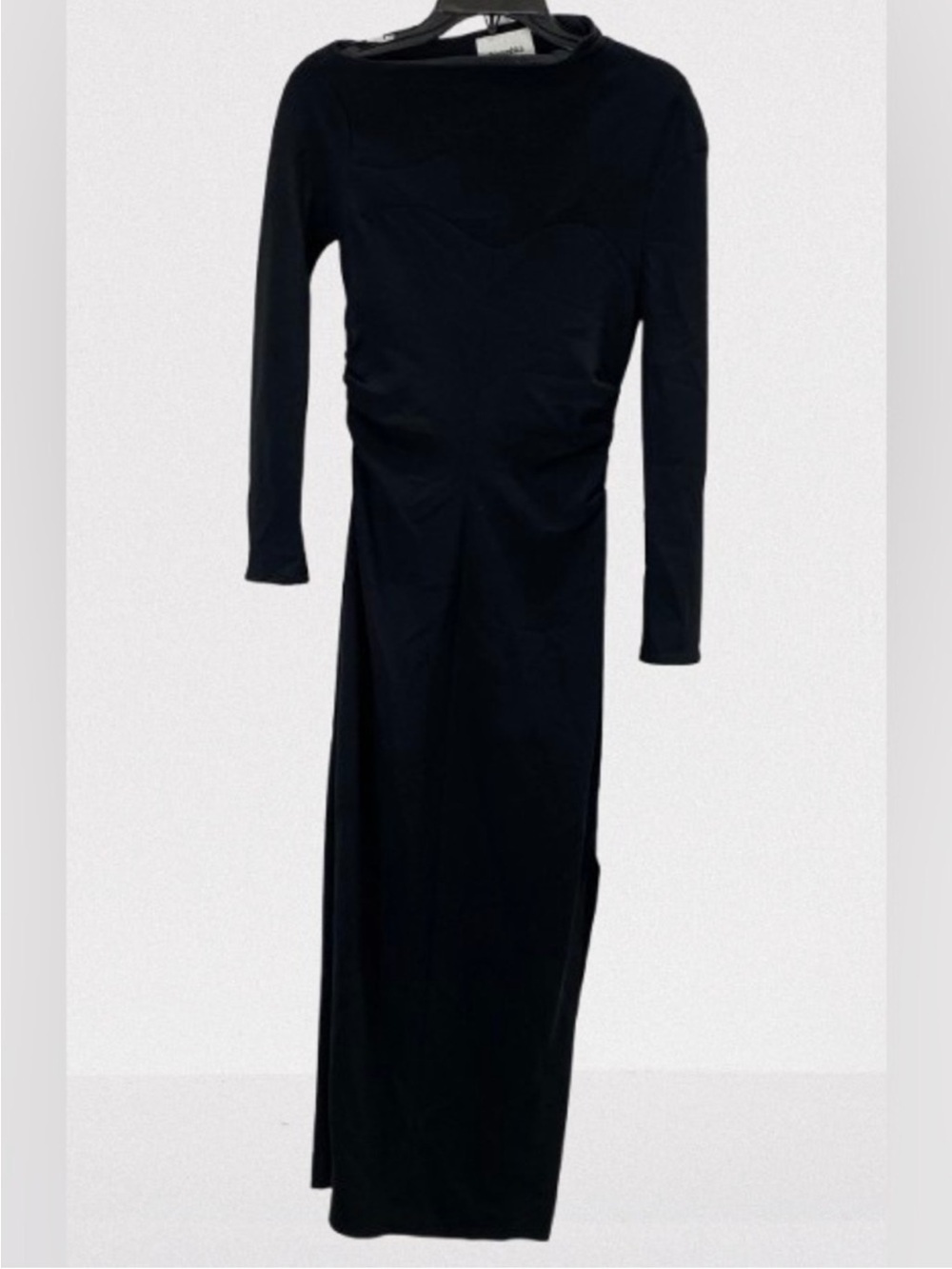 Nanushka Black Tamal dress Long Sleeve Side Slit Maxi Dress asymmetrical helsa - Picture 6 of 9